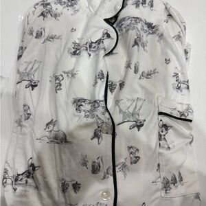 Aerie White and Black Fawn Pajama Top New XXL
